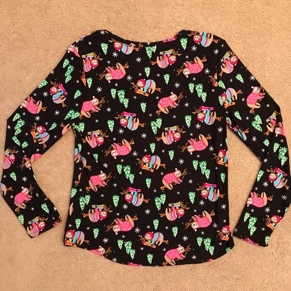 No Boundaries Christmas Sloth Long Sleeve Tee Womens Plus Size 3XL Super Stretch - Picture 5 of 7